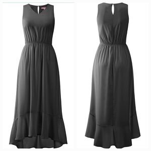 Plus Size Black V Neck Ruffle Hem Long Dress Sz 2X